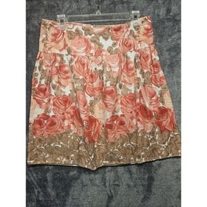Speechless Women Coral Peach Rose Floral Cotton Mini Skirt Size 7 High Waist